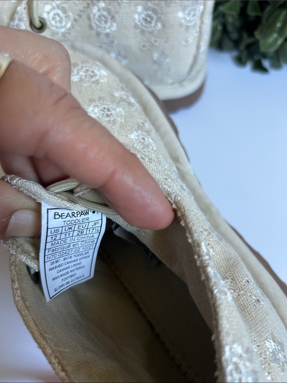 BearPaw Kids Cream Floral Canvas Ankle Boots - Picture 9 of 10